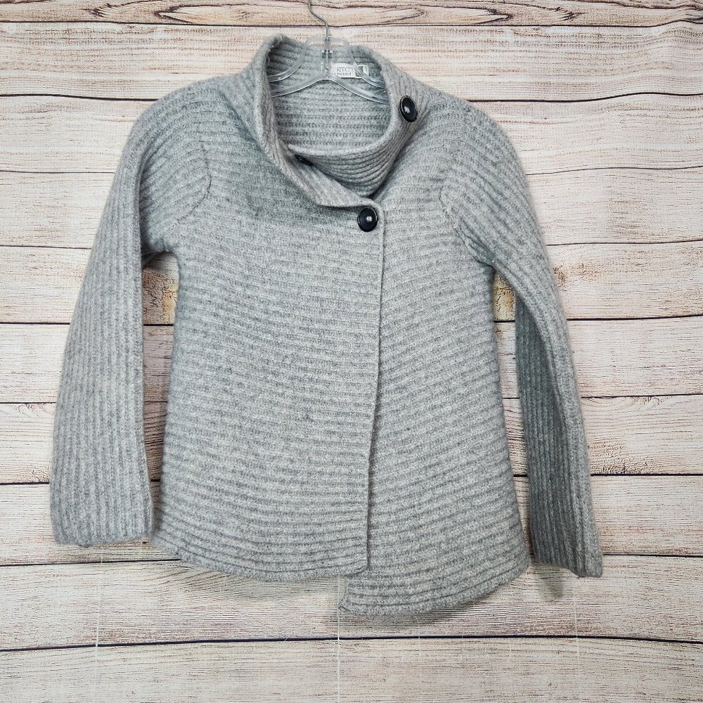 Fisherman Out of Ireland Gray Knit Sweater Virgin Merino Wool Cashmere Women's S